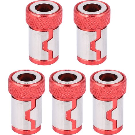 [JAMAIS UTILISÉ]Lot de 5 anneaux magnétiques antidérapants pour tournevis, en alliage d'aluminium (rouge) (1/5)