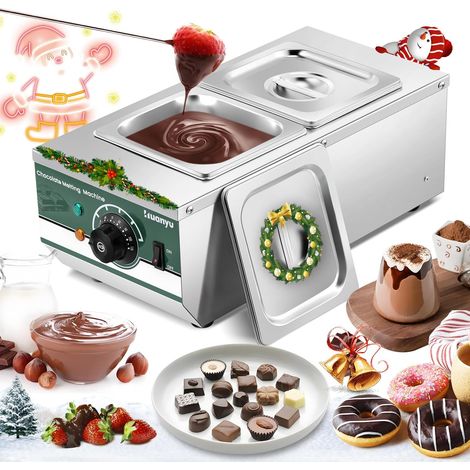 Tempéreuse à chocolat avec 2 pots 30℃-110℃ Machine à fondre le chocolat Fondoir à chocolat 800W Pot de fusion de chocolat chauffant à l'eau (1/5)