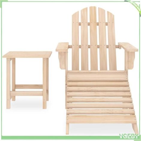 Chaise de jardin Adirondack - FAFEICY - 315932 - pouf amovible - table d'appoint - bois massif sapin (1/5)