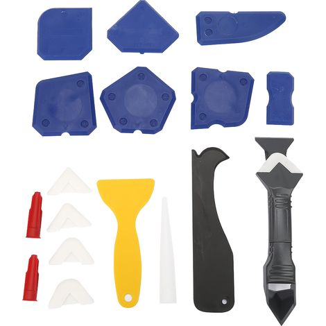 18PCS Caulk Tools Kit Silicone Sealant Remover Shovel Glass Cement Caulking Scraper (1/5)