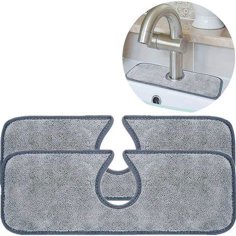 2pcs Tapis Absorbant pour Robinet De Cuisine, Protection Contre Les éclaboussures d'évier de Robinet de Cuisine, Tapis Absorbant Enveloppant de Robinet, tampons de séchage de Nettoyage de Vaiss (1/5)