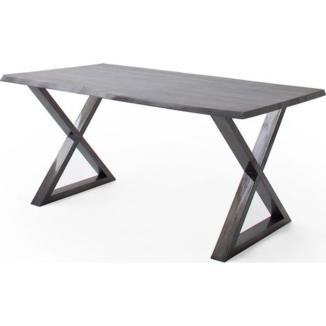 Esszimmer Tisch 200x100 cm, Akazie massiv, grau sandgestrahlt - COSENZA-06 (1/3)