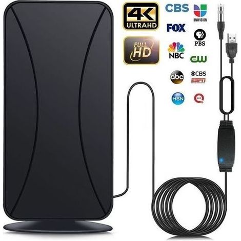 Antenne TV Intérieure Extérieure, 480 km Antenne HDTV Numérique Puissante avec Intelligente Amplificateur de Signal (1/4)