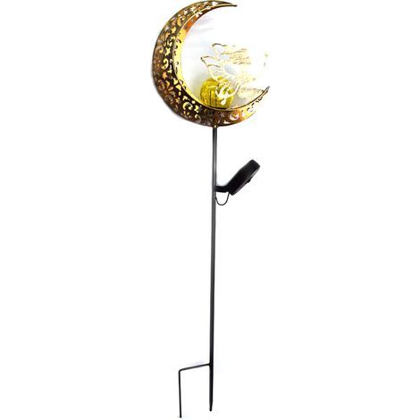Lampe de jardin solaire vintage en fer ajouré pour cour extérieure, style féerique de la lune (1/5)