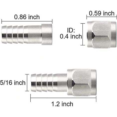Lot de 2 connecteurs à embout cannelé en acier inoxydable de 8 mm (1/4 po et 5/16 po) pour raccords à bille et à goupille de verrouillage pour brassage amateur (1/5)