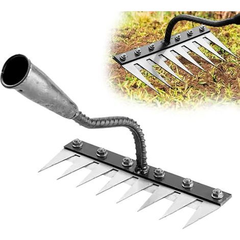 Râteau de Désherbage de Jardin en Acier au Carbone, 8 Dents Râteau de Jardin en Métal Très Résistant, Râteau en Fer pour Jardinage Et Désherbage Outil de Jardin Râteau À Main pour Déchaumage (8-Dents) (1/5)