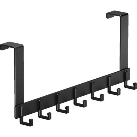 Porte Manteau pour Porte, Noir Patère Acier inoxydable,6 Crochets Porte Manteaux pour Chambre à Coucher Salle de Bains Porte de Cuisine (1/4)