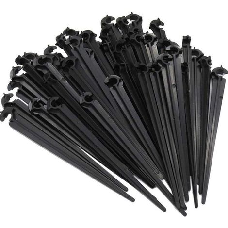 Support de tube - 100 pièces - Support de tube Micro goutte à goutte - Support de tube pour tuyau d'arrosage - PP - noir - pour tube 1/4 (4-7 mm) - pour irrigation de jardin (1/5)