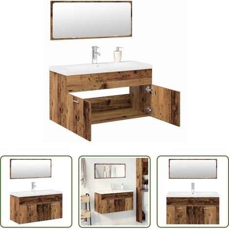 vidaXL Rangement salle de bain -  Ensemble de meubles salle de bain 3 pcs bois d'ingénierie (1/5)