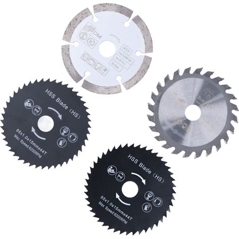 4-teiliges Set Mini-Kreissägeblätter aus legiertem Stahl, 85 mm, für Holz und Kunststoff (1/5)