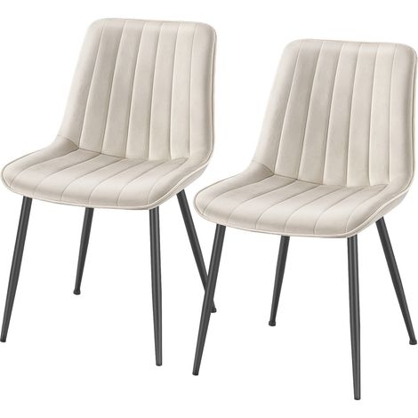 Lot de 2 Chaises de Salle à Manger, Capacité 120 kg, Pied en Acier, Dossier Ergonomique, Beige et Noir (1/5)