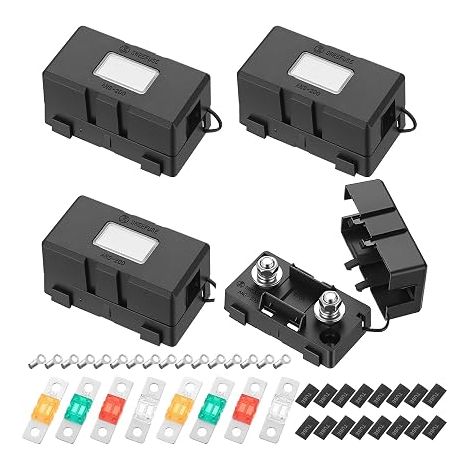Porte Fusible Voiture, Porte-fusibles Midi/Méga pour Voitures, Bateaux, SUV et camions, avec Fusible 30A 40A 50A 80A, Comprenant Clips de Montage