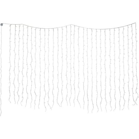 Rideau lumineux de façade d'extérieur 3 x 2 m 600 LED blanc chaud à effets avec minuteur sur secteur - Feeric lights & christmas (1/5)