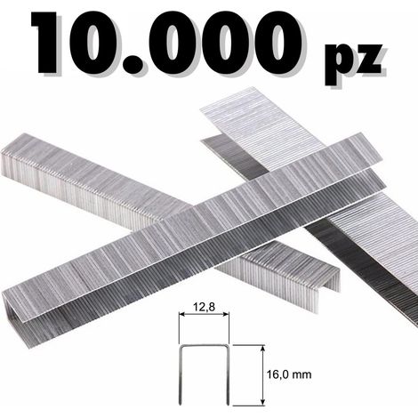 TrAdE Shop Traesio - Graffette Punti Metallici 10000 Pz Graffettatrici Pneumatiche 12.8 X 12 Mm 8016 - (1/4)