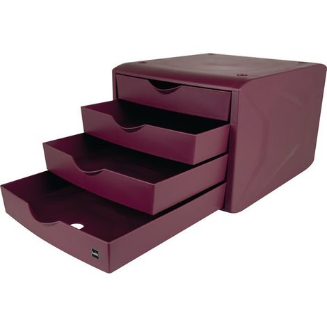 Cassettiera con fermo estraibile 4 cassetti rosso H215xL265xD332mm HELIT (1/3)