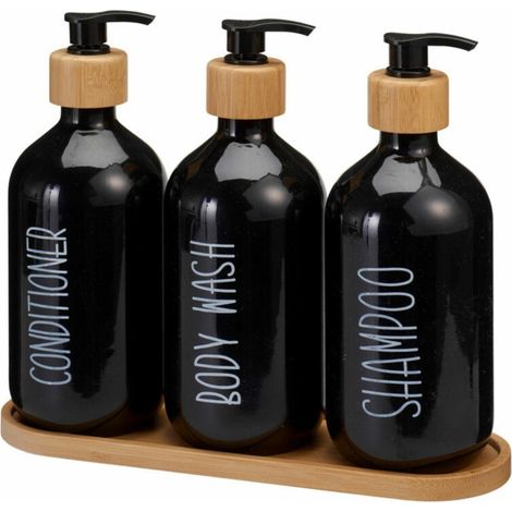 Set di dispenser da bagno neri, 3 x 500 ml