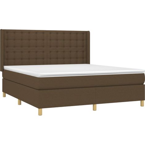 Sommier à lattes de lit avec matelas Marron foncé 180x200 cm vidaXL (1/5)