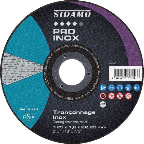 Disque plat à tronconner spéciale tole ACIER et INOX - Diamètre 125mm