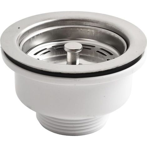 Kit de bonde d'évier de cuisine, 90 mm, bride en acier inoxydable avec panier amovible pour éviter l'encrassement (1/4)