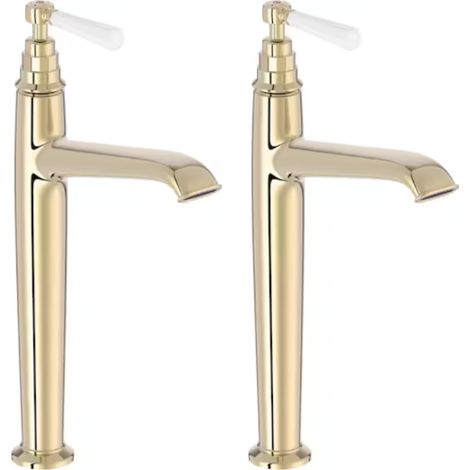 Conjunto de 2 mezcladores de lavabo altos JACOB DELAFON Cléo 1889 beige oro (1/5)