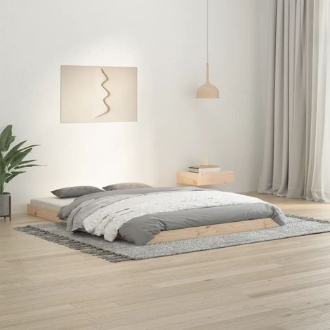 Lit double pour adulte Moderne - Cadre de lit 135x190 cm Bois de pin massif Double BV896780 - BonneVie (1/5)