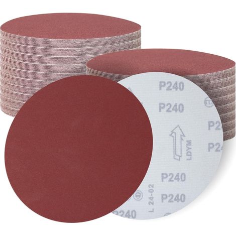 Disques de Ponçage 180mm, 30 Pièces, Disques Abrasifs Grain 240 pour Ponceuse Orbitale Aléatoire, Idéal pour Poncer/Polir/Dérouiller (1/5)