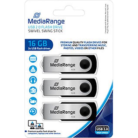 MEDIARANGE Clé USB MR910-3 USB 2.0, 16 Go Pack de 3