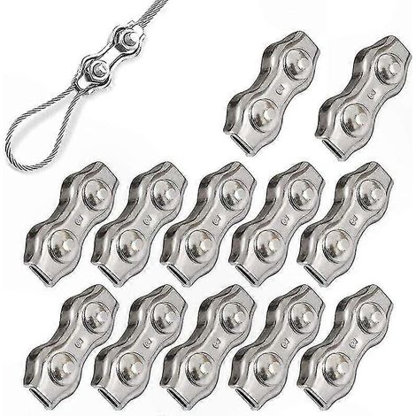 Packung mit 12 M3-Kabelklemmen aus Edelstahl 304, ideal für Industrie, Baustellen und Transportwesen, Doppelkabelklemmen für Metallseile. (1/5)