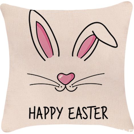 Funda de almohada decorativa de Pascua con orejas de conejo, blanca.