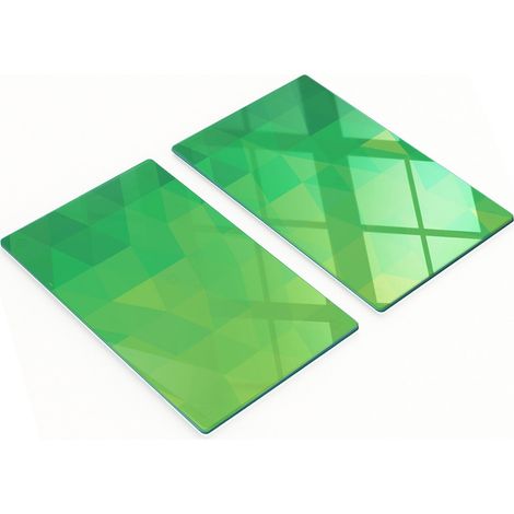 Tablas de cortar de vidrio para cocina con gráficos de polígonos verdes, 2 x 30 x 52 cm. (1/5)