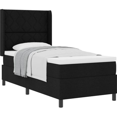 Maison Exclusive - Lit à ressorts avec coussin Noir 200 x 100 cm tissu (1/5)