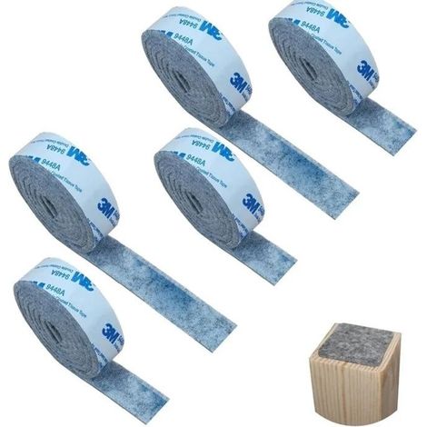 HOXILEELEOBande de feutre adhésive anti-rayures, 5 rouleaux 100 x 2 cm, patins meubles et protection sol gris (1/5)
