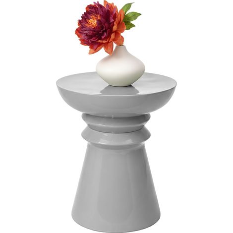 Relaxdays Tavolino e sgabello, design conico, per il soggiorno, HxD: 45 x 38 cm, metallo, grigio chiaro