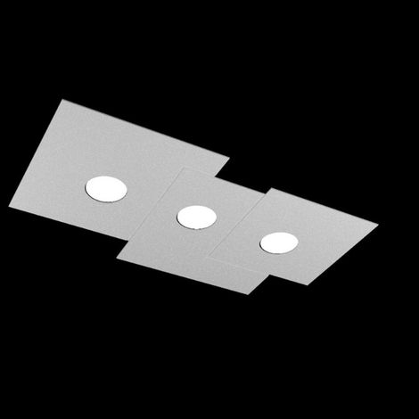 Plafonnier Rectangulaire Toplight 3 Lumières Plate Avec Culot Gx53, Structure Grise, Design Moderne 65X37X3Cm (1/5)