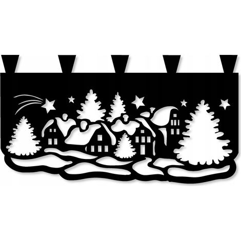 Küchenvorhang M10, Weihnachtslandschaftsmuster, 60 x 35 cm