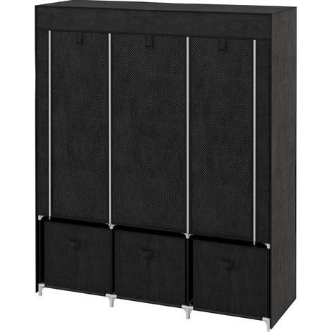 Armoire en tissu non tissé avec 3 tiroirs, 125 x 43 x 162,5 cm, noir (1/5)