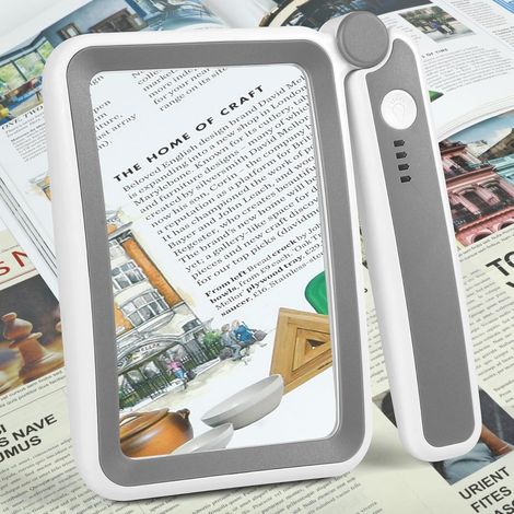 Loupe de Lecture Rechargeable avec éclairage - Grande loupe de  pour Personnes âgées et malvoyantes - Loupe légère pour Lire Les journaux et Les Petits caractères (1/5)