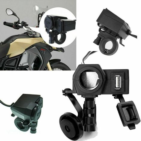 Adattatore 12v Moto Usb Presa Accendisigari Impermeabile Per Caricabatterie Nero (1/2)