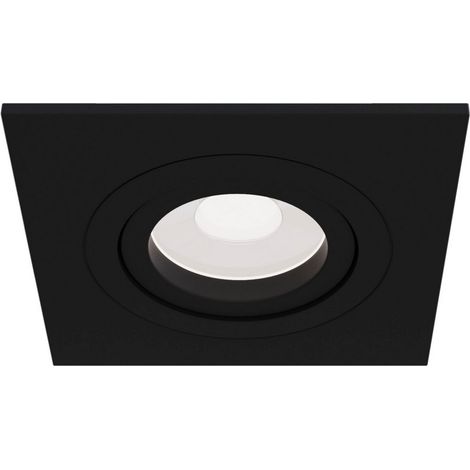 Faretto Da Incasso Moderno Atom Alluminio Nero 1 Luce Diffusore Tessile (1/4)