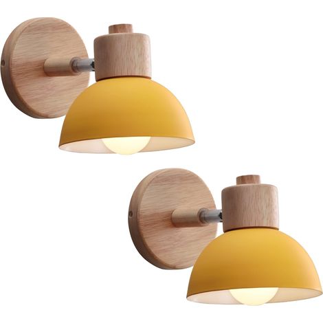 Applique Murale Industrielle Vintage Lampe Murale Interieur Sconce Rétro Luminaire Applique Abat-jour E27 Ø15CM pour Salle à Manger Escalier Chambre Cuisine Café(2pcs Jaune) (1/5)