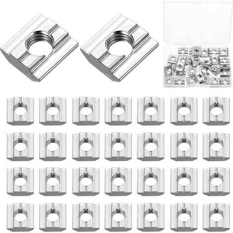 30 Pcs Écrou en T M8, Ecrou a Rainure en T, écrous à rainure en T, Écrou 8 - type B, Ecrou pour Profilé Aluminium 3030 Série (1/5)