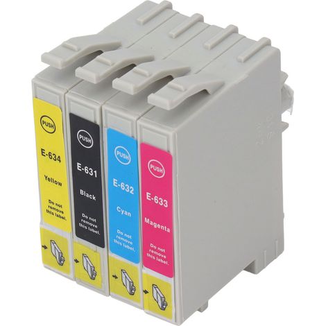 4 Cartouches d'encre Haute Capacité Noir Cyan Magenta Jaune, Impression Fluide et Couleurs Vives, Compatibles Imprimantes T0631 T0632 T0633 T0634, Lot de 4 (1/5)