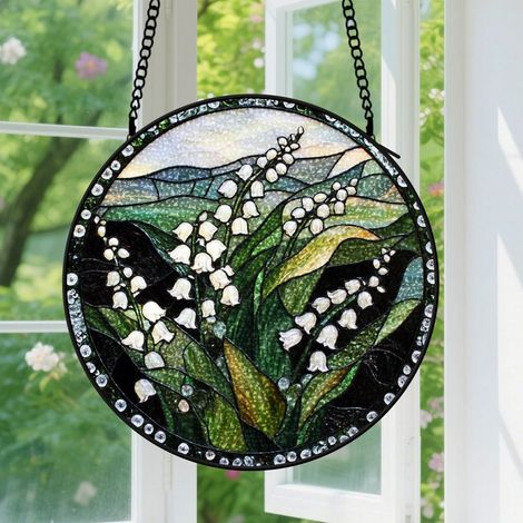 30cm Suspension en vitrail, attrape-soleil unique coloré élégant artistique, décoration intérieure fenêtre, cadeau Noël pour femme, homme, famille (1/5)