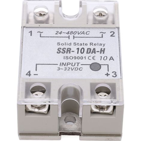 Einphasiges 10-A-Halbleiterrelais, SSR-Modul für Steuerungssysteme, Steuerspannung 3–32 V DC, Last 24–480 V AC, zuverlässiges Schalten (1/5)