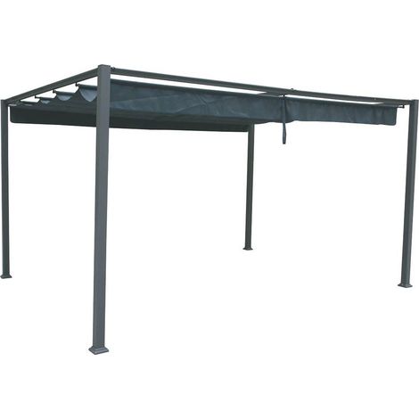 Hesperide – Tonnelle de jardin en aluminium ardoise 4 x 3 m – Toile polyester déperlant 200 g/m² – Protection UV UPF 50 – Montage facile (1/8)