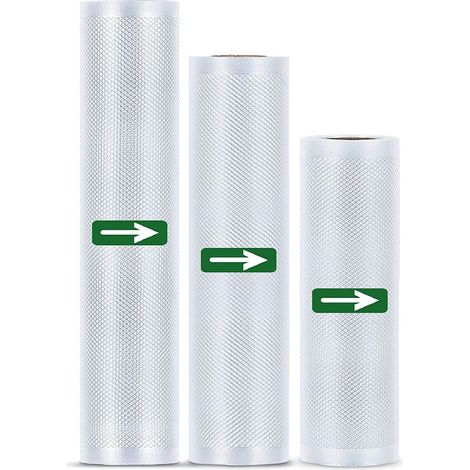 Rollen Vakuumierpapier für Vakuumiergeräte, BPA-frei, geeignet für alle Vakuumiergeräte, robust, langlebig, reißfest und wiederverwendbar.