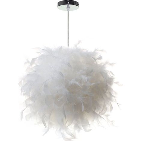 Lustre Suspension en Plumes 30 cm E27 Blanc(Ampoule non incluse) (1/5)