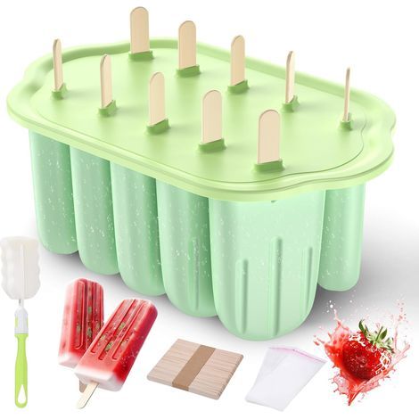Moule à Glace en Silicone, 10 Cavités Moules à Glace Réutilisables, Moule à Glace en Silicone Sans BPA, Faciles à Démouler (1/4)