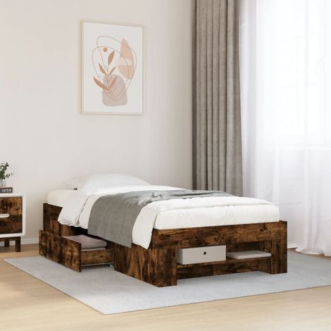 Estructura cama sin colchón madera roble ahumado 75x190 cm vidaXL (1/5)