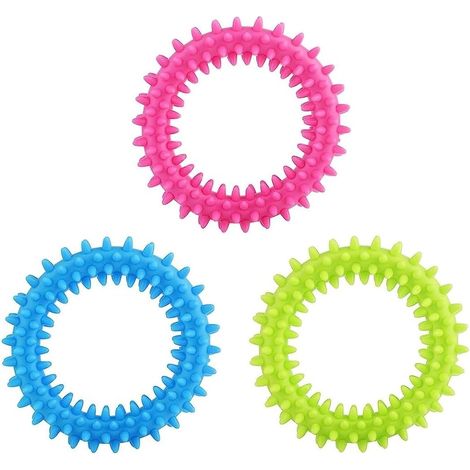 Set mit 3 interaktiven Kauspielzeugen aus Gummi für Welpen, Hunde und Haustiere mit 360°-Bewegungsfreiheit (1/5)